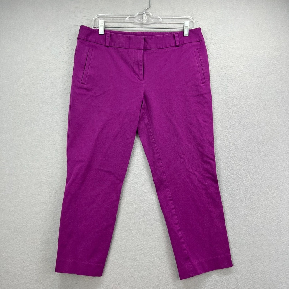 LOFT Marisa Cropped‎ Pants Womens 10 Purple Stretch Preppy Career Cotton Blend